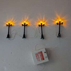 Department 56 Village Boulevard Lampposts Set of 4 Missing 1 Globe 52627 Vintage